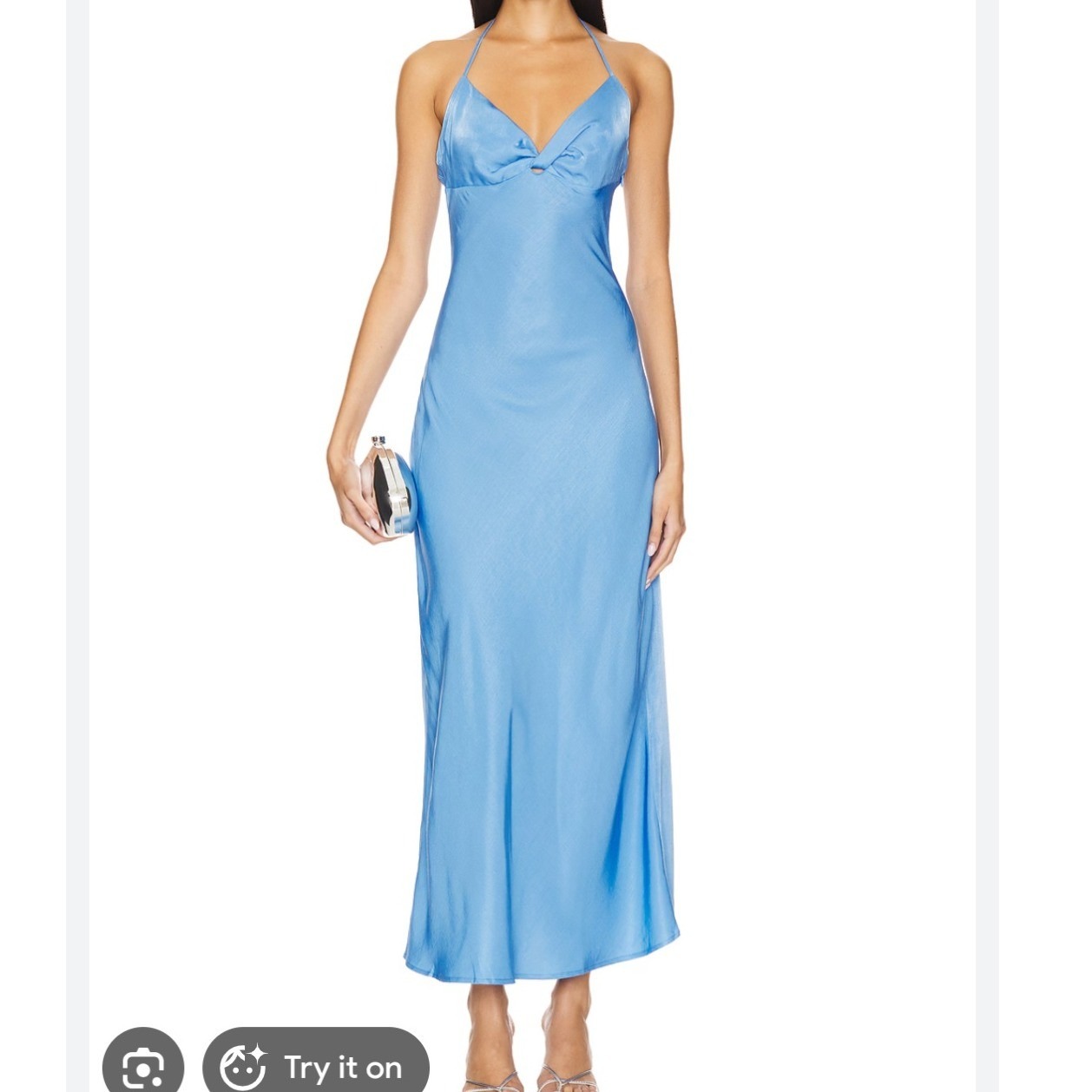 L*Space Maya Dress Very Peri Blue Satin Halter Twist Front Midi Xs New Resort